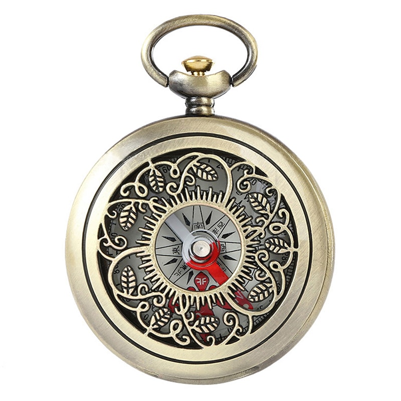 Vintage Bronze Pocket Watch Compass for Outdoor Navigation Hiking, Camping & Mountaineering Accessory