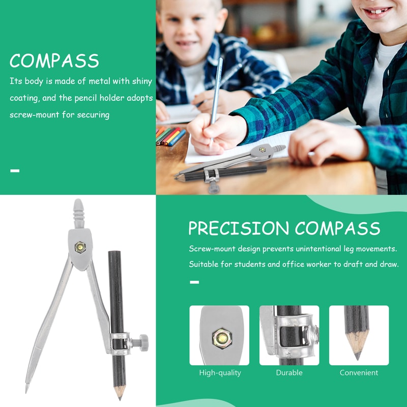 Precision Compass Geometry Tool Set Professional Drawing & Drafting Compass for Students, Artists, and Woodworkers