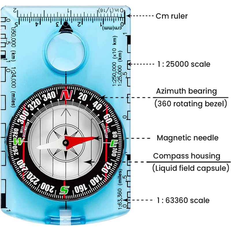 Orienteering Compass for Hiking & Backpacking | Advanced Scout Navigation for Map Reading & Survival