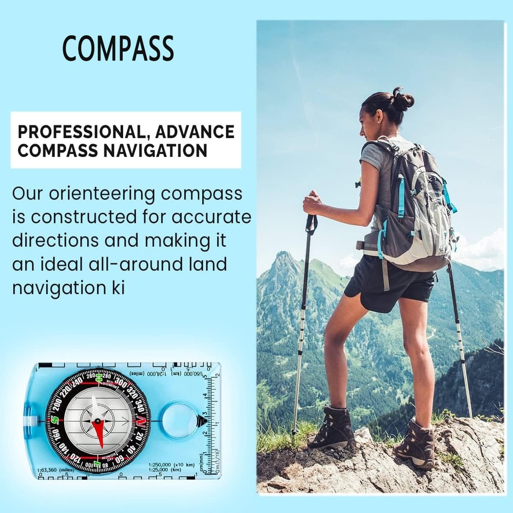 Orienteering Compass for Hiking & Backpacking | Advanced Scout Navigation for Map Reading & Survival