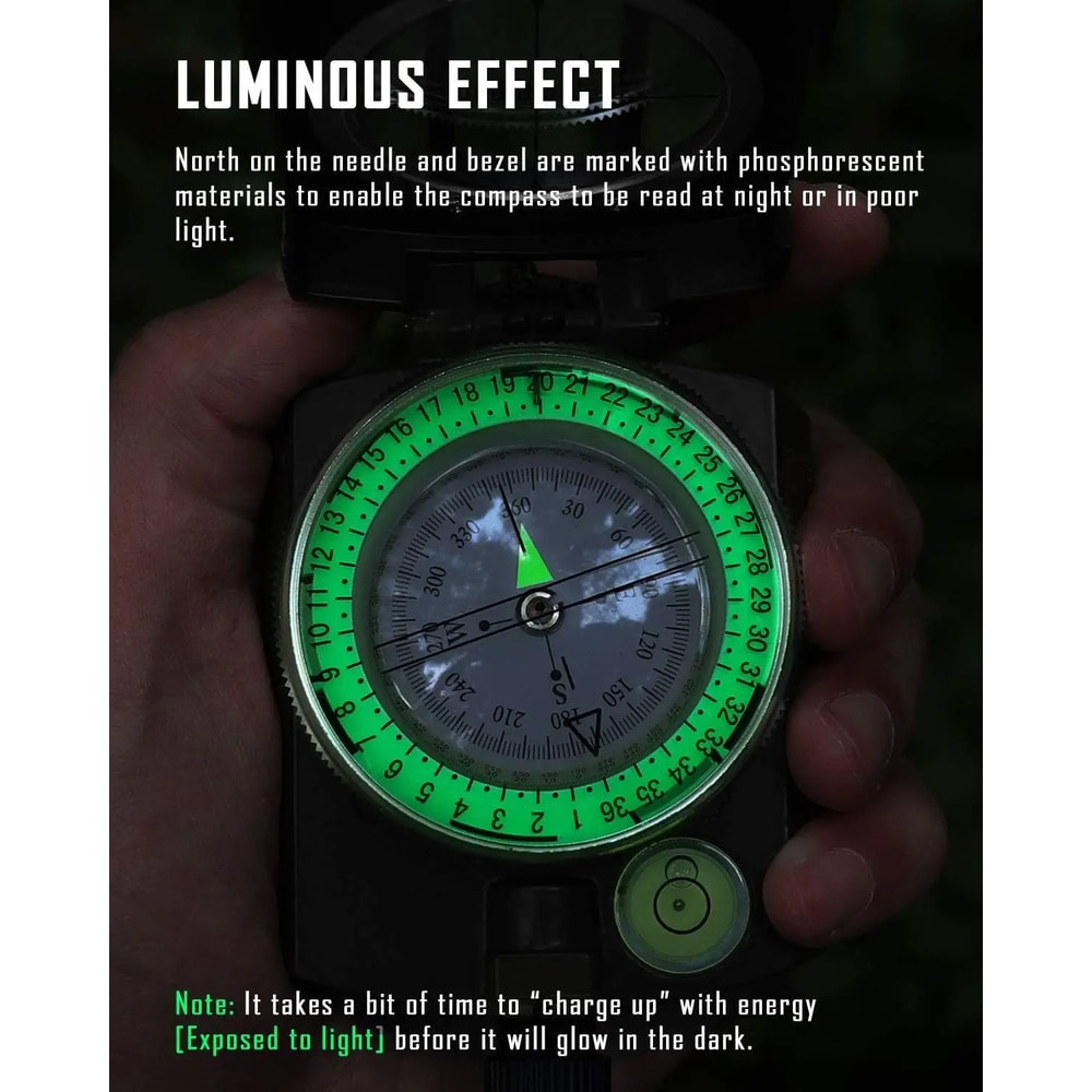 Tactical Survival Compass High Precision Metal Sight Compass With Luminous Dial For Outdoor Hiking 4