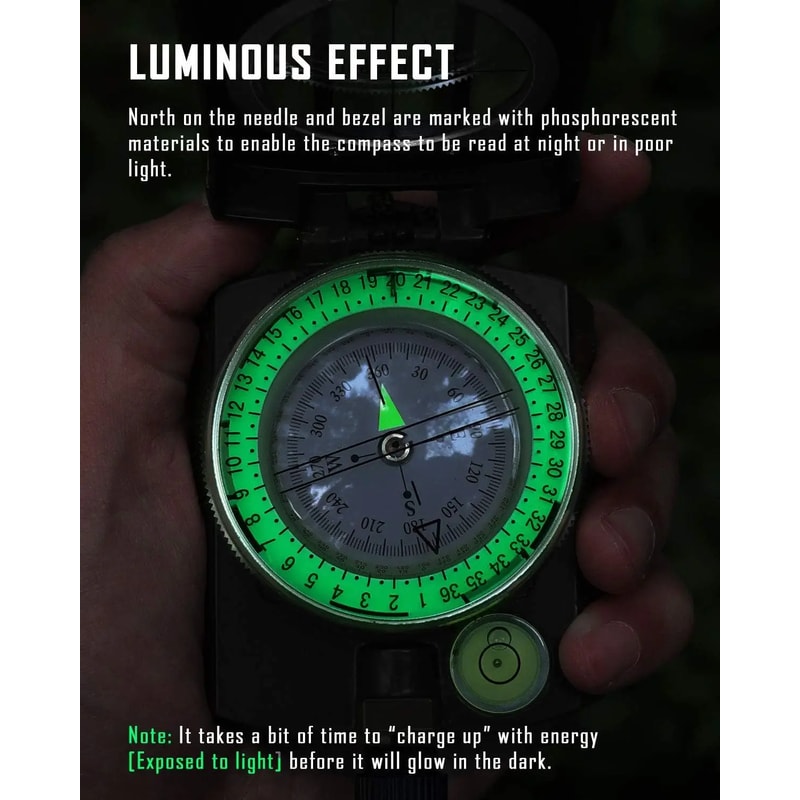 Tactical Survival Compass High Precision Metal Sight Compass With Luminous Dial For Outdoor Hiking 4