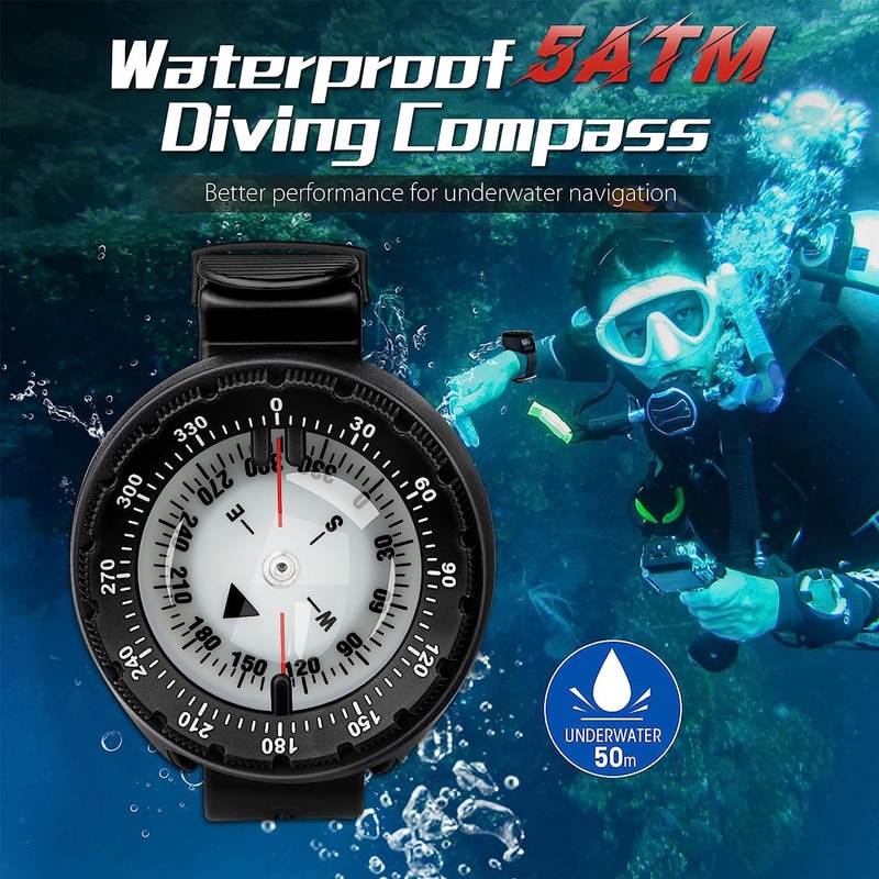Digital Underwater Diving Compass Waterproof Scuba Navigator with Luminous Display for Swimming & Diving