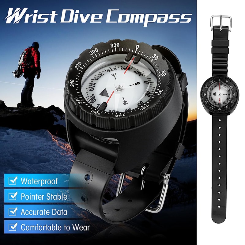 Digital Underwater Diving Compass Waterproof Scuba Navigator with Luminous Display for Swimming & Diving