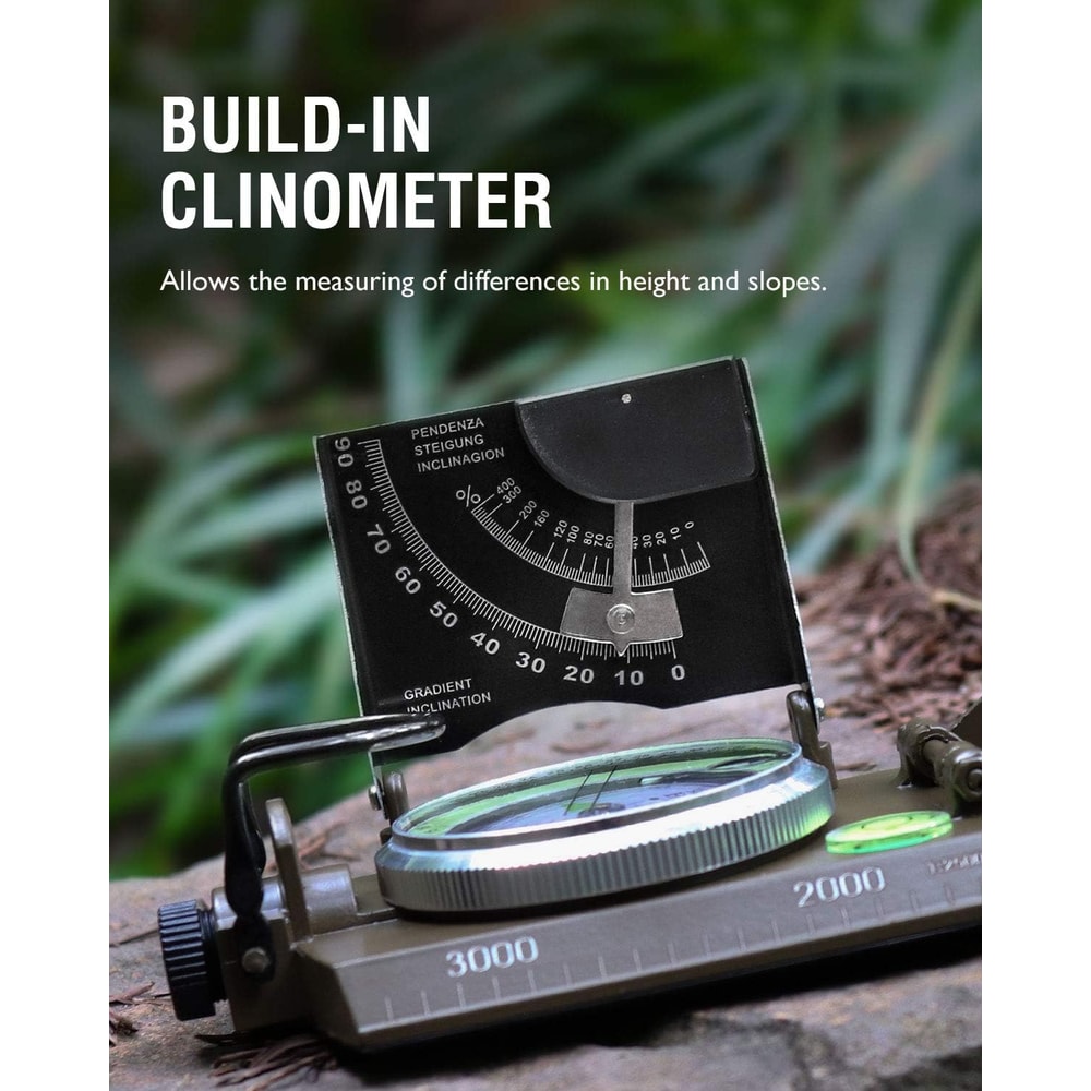 High-Precision Metal Compass with Inclinometer for Outdoor Navigation