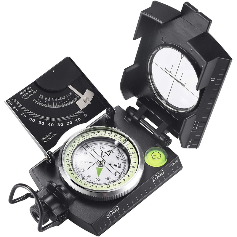 High-Precision Metal Compass with Inclinometer for Outdoor Navigation
