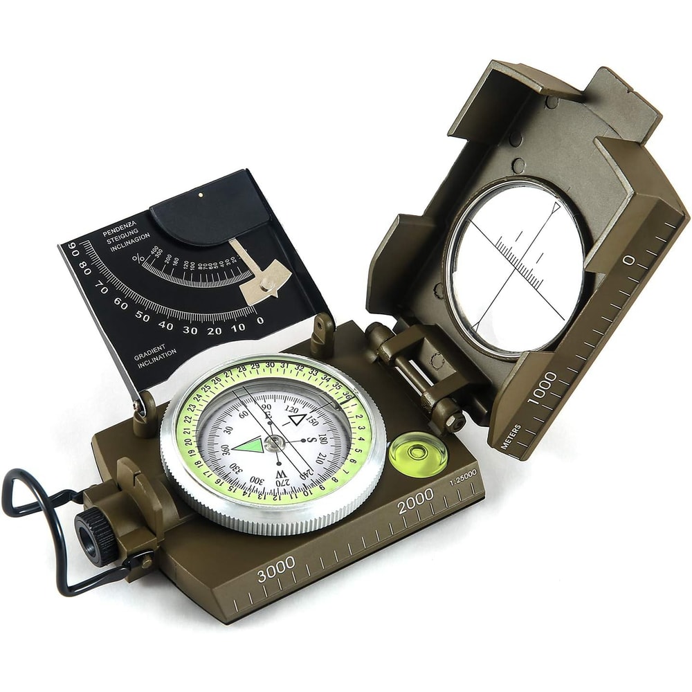 High-Precision Metal Compass with Inclinometer for Outdoor Navigation
