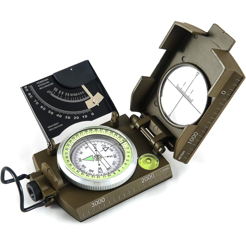 High-Precision Metal Compass with Inclinometer for Outdoor Navigation