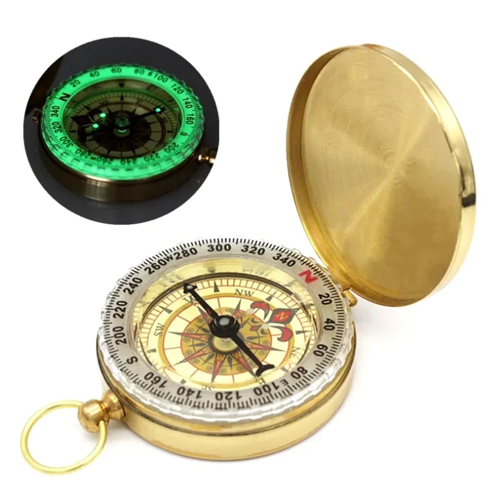 Portable Brass Compass with Noctilucent Display Perfect for Outdoor Adventures