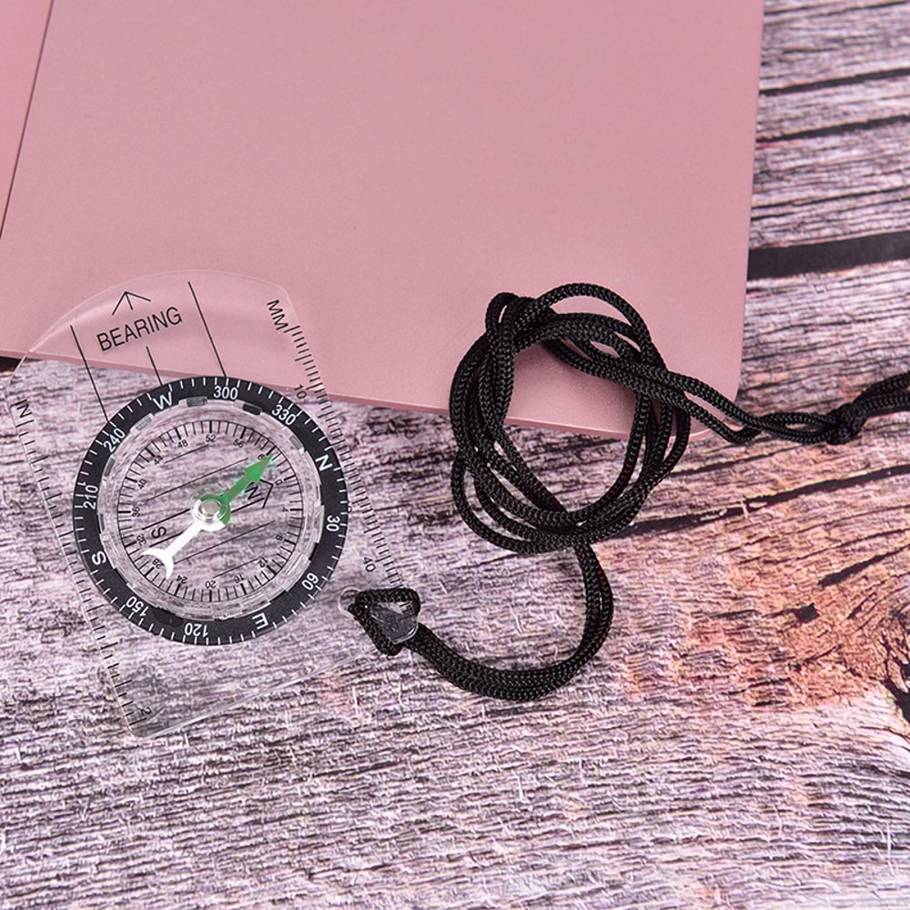Outdoor Hiking Compass & Map Scale Ruler Multifunctional Camping Tool