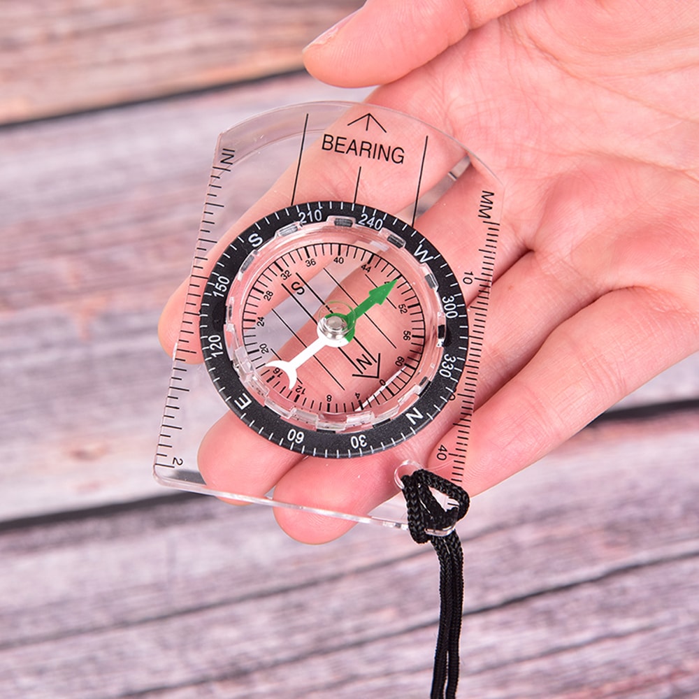Outdoor Hiking Compass & Map Scale Ruler Multifunctional Camping Tool