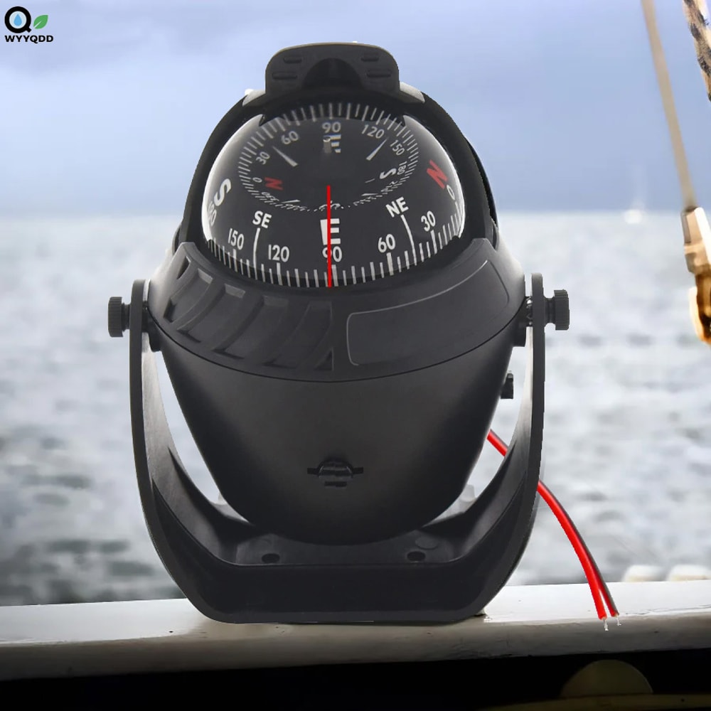 Boat Compass Dash Mount Pivoting Marine Compass with Light for Car Dashboard