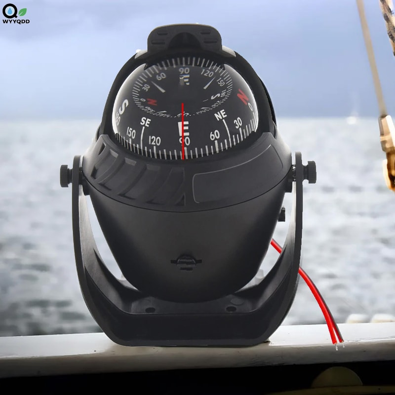 Boat Compass Dash Mount Pivoting Marine Compass with Light for Car Dashboard
