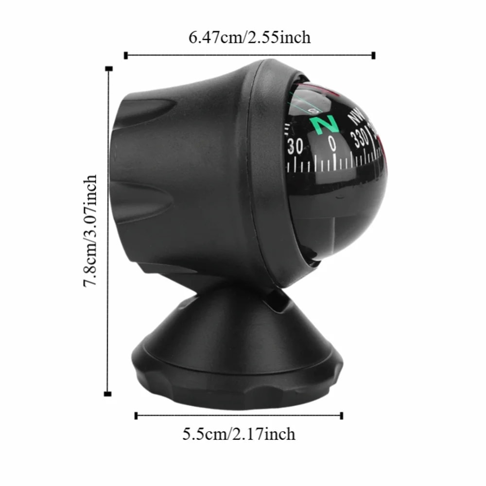 Durable ABS Car Compass Ball for Dash Mount | Easy-to-Install Adjustable Boat Navigation Compass