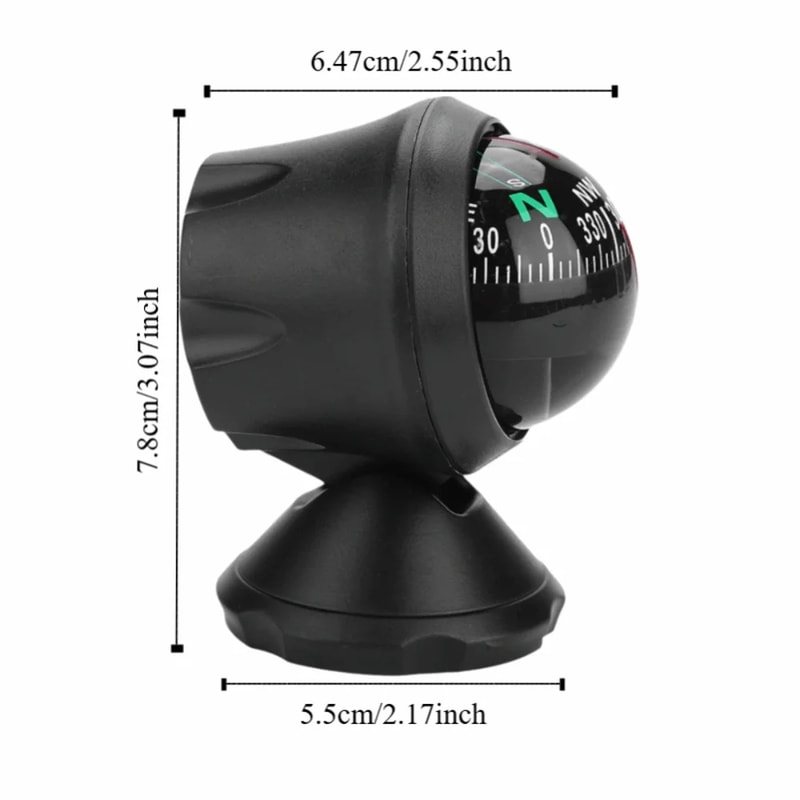 Durable ABS Car Compass Ball for Dash Mount | Easy-to-Install Adjustable Boat Navigation Compass