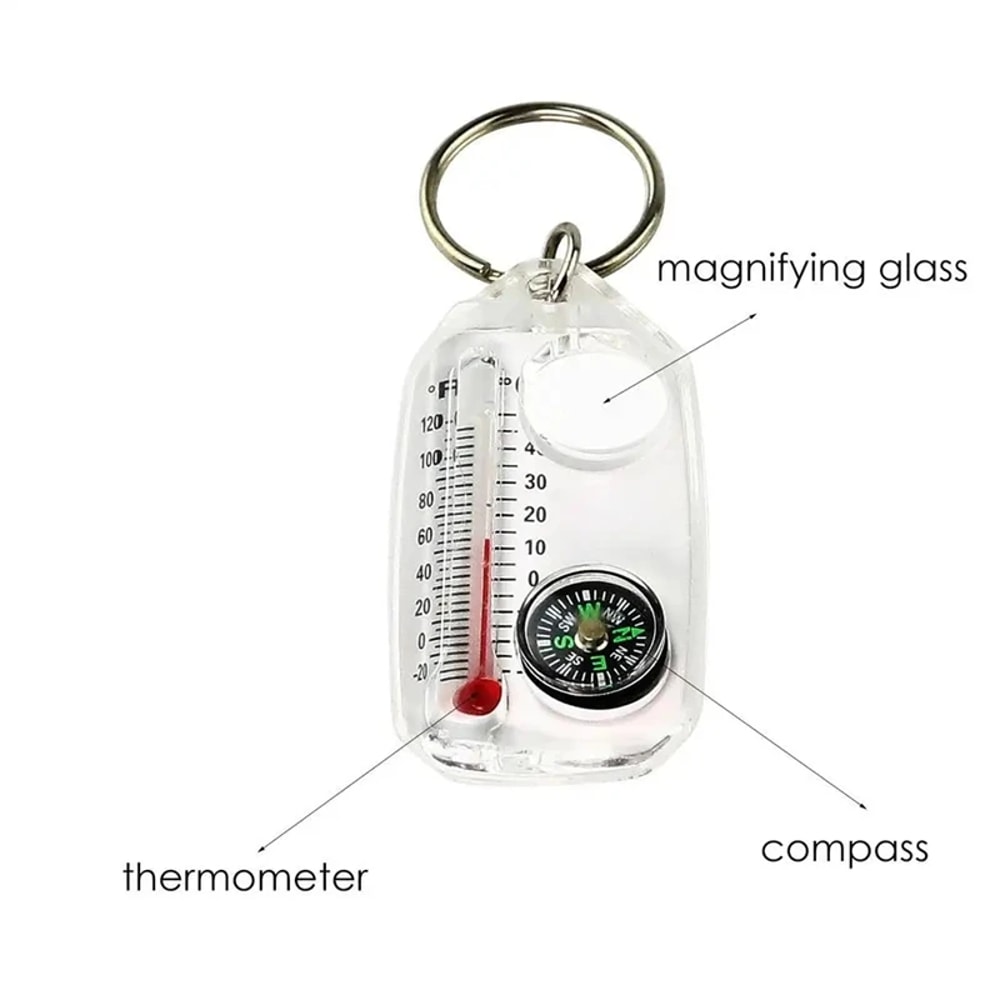 Multifunction Mini Keychain Compass with Camping Thermometer | Outdoor Climbing Temperature Tester & Survival Guiding