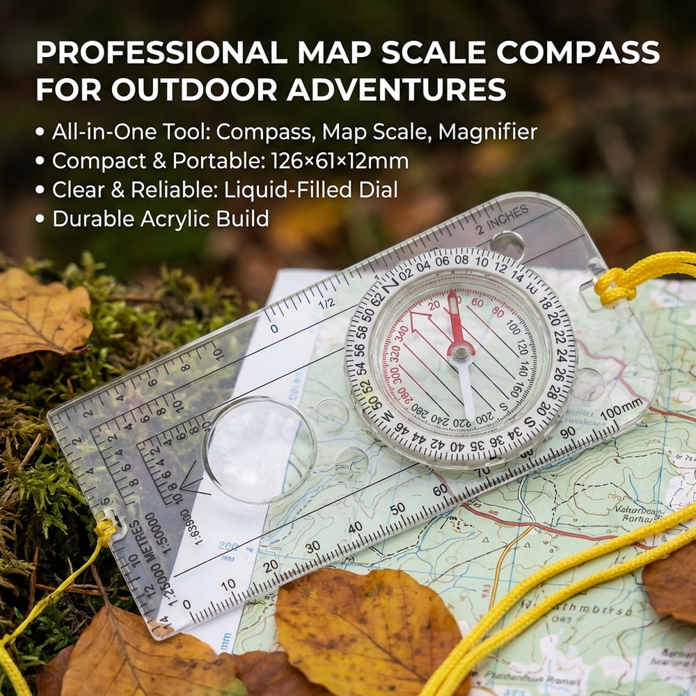 Navigation Map Ruler Compass Ultimate Scouting & Orienteering Tool for Outdoor Adventures, Hunting & Survival