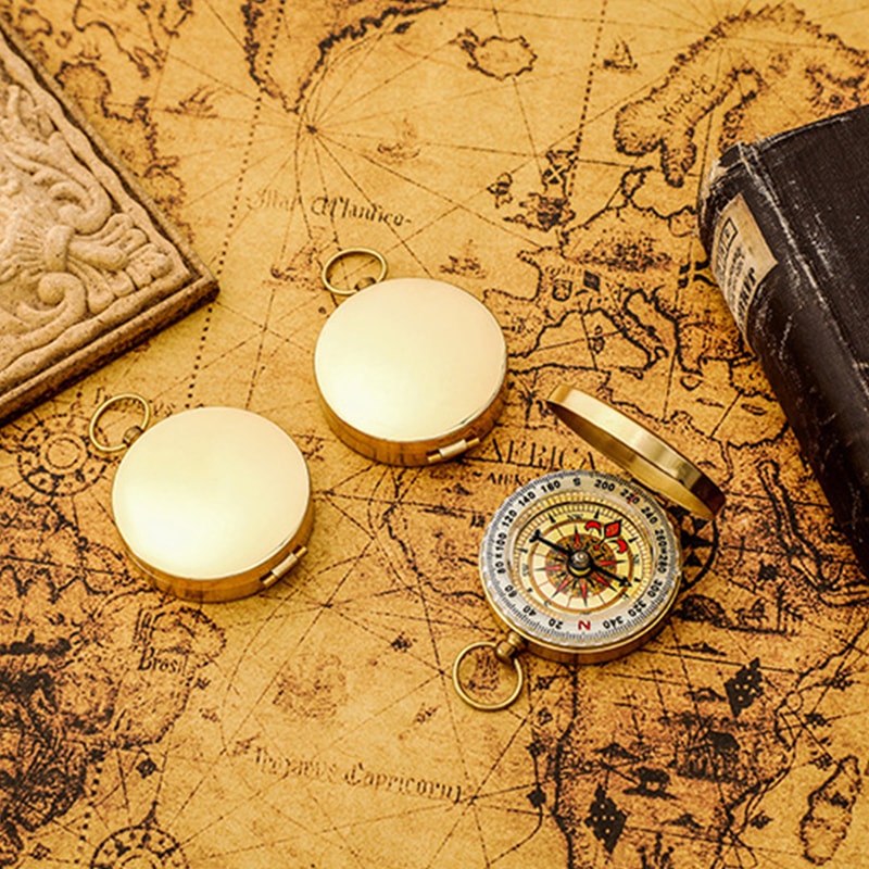 Portable Copper Navigation Flip Compass Mini Rotation Pointer For Outdoor Activities 3