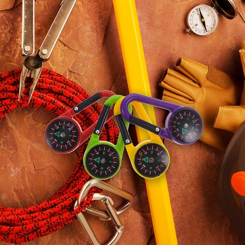 Quick Clip Compass Keychain Carabiner Essential Adventure Tool for Camping, Hiking & Navigation