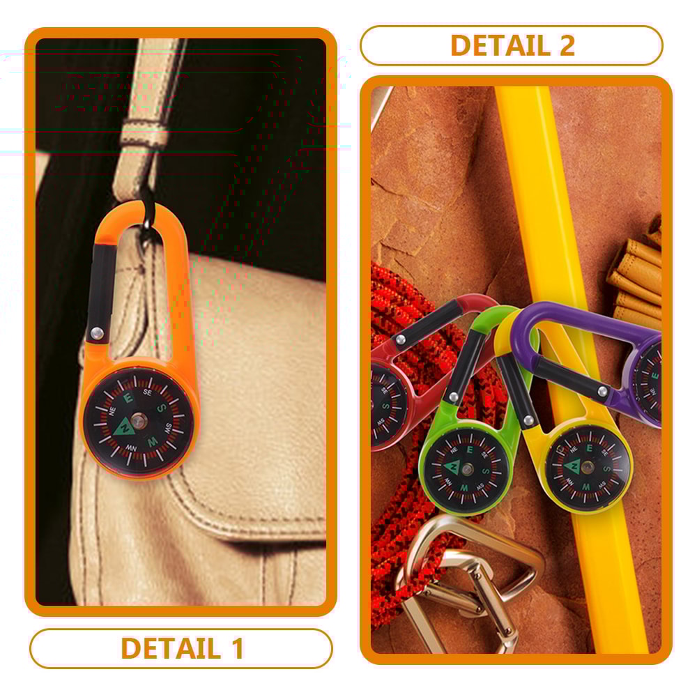 Quick Clip Compass Keychain Carabiner Essential Adventure Tool for Camping, Hiking & Navigation