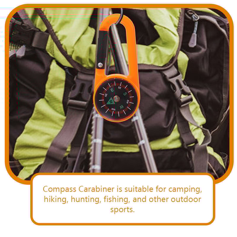 Quick Clip Compass Keychain Carabiner Essential Adventure Tool for Camping, Hiking & Navigation