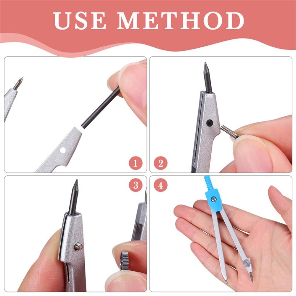 Compass Core Replacement Leads with Sharpener for Students Drafting Tool Stationery