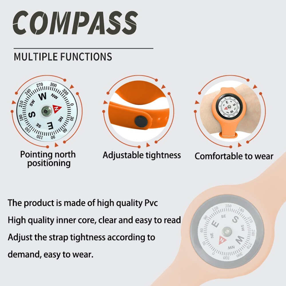 Wearable Wrist Compass For Hiking Travel Precision Fluid Damping Navigation Tool For Kids Adults 2