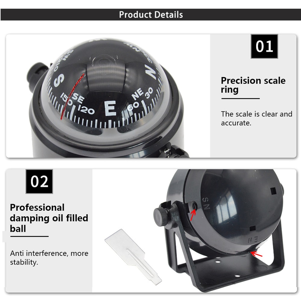 Ball Shaped Nautical Compass Splashproof Marine Navigation Guide For Sea And Boat Use 4