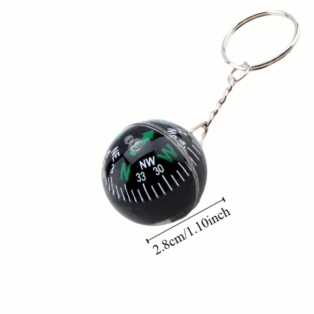 Compact Ball Keychain Compass Black Liquid Filled Keychain for Travel Navigation