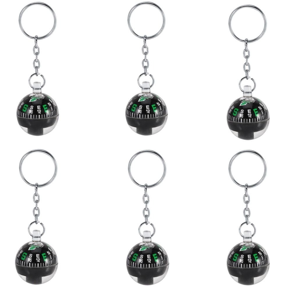 Compact Ball Keychain Compass Black Liquid Filled Keychain for Travel Navigation