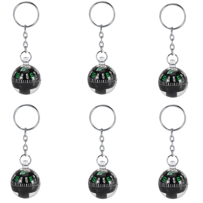 Compact Ball Keychain Compass Black Liquid Filled Keychain for Travel Navigation