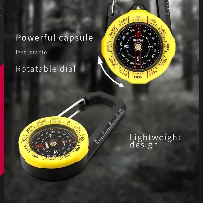 Waterproof Carabiner Compass – Portable Outdoor Guide for Hiking and Camping