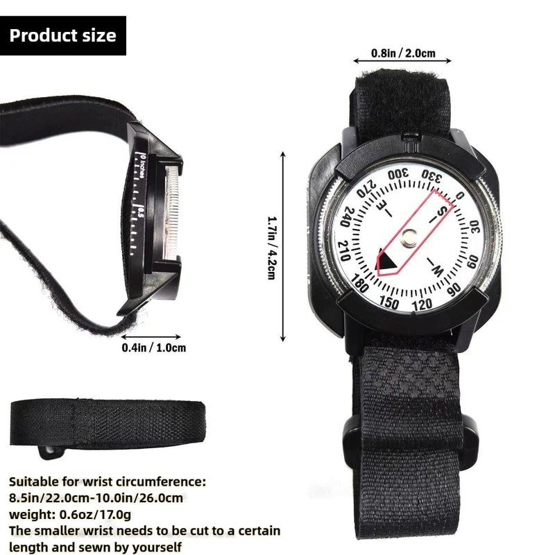 Ultra-Portable Diving Compass with Luminous Dial and Wrist Strap Ideal for Scuba Diving and Travel Navigation