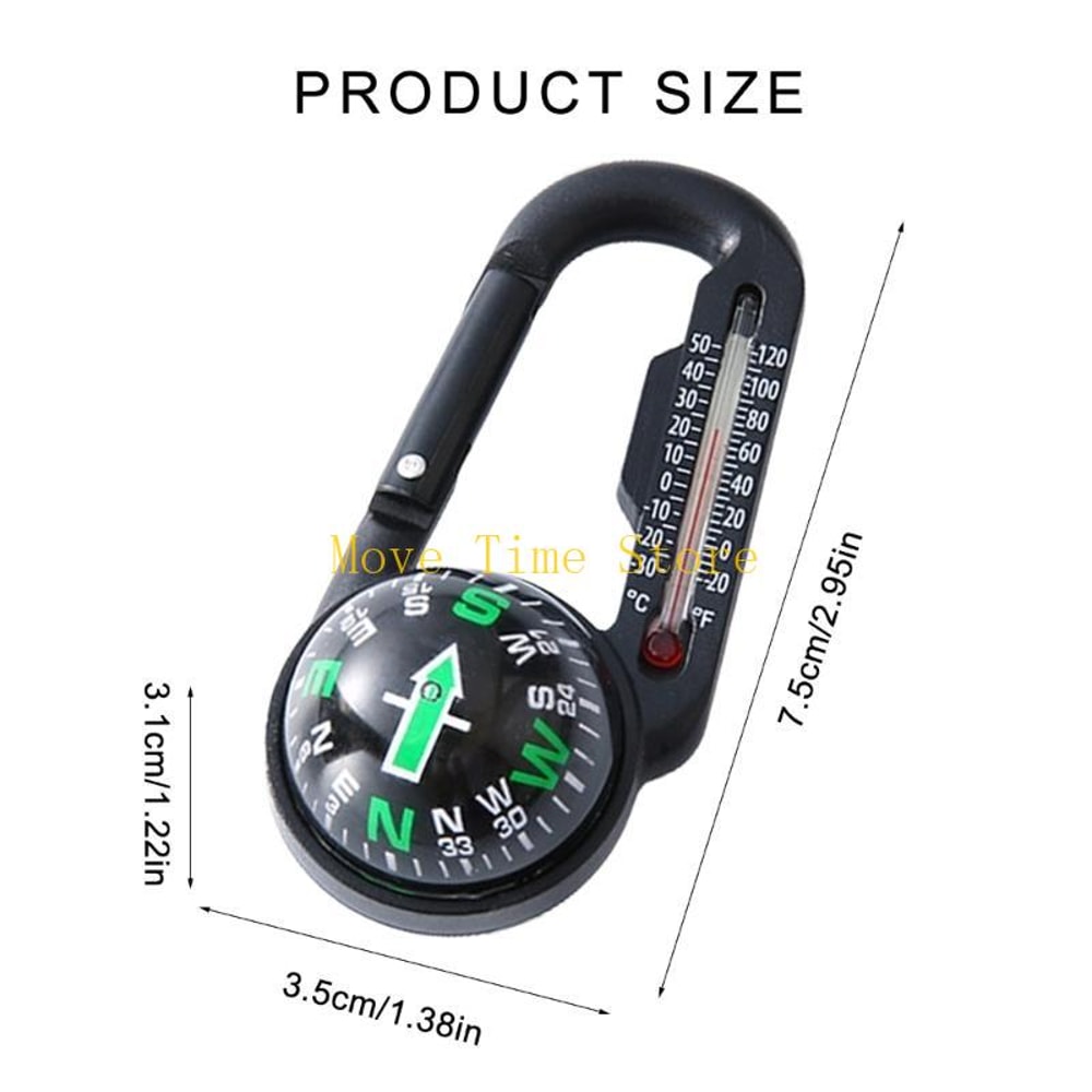 Premium Carabiner with Compass & Thermometer for Outdoor Adventure