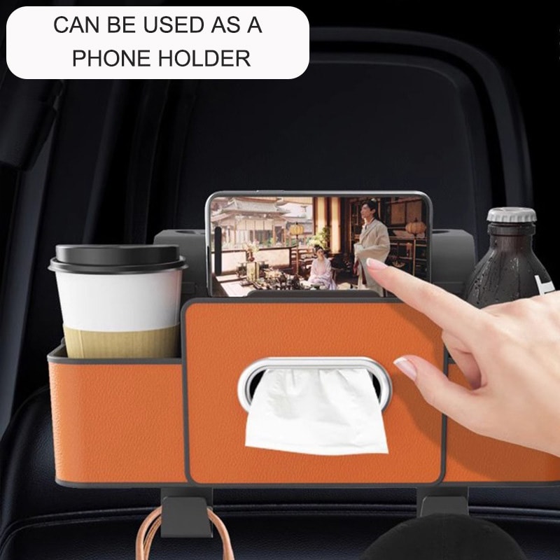 Car Backseat Organizer Premium Leather Storage Cup Holder For Organized Travel 3
