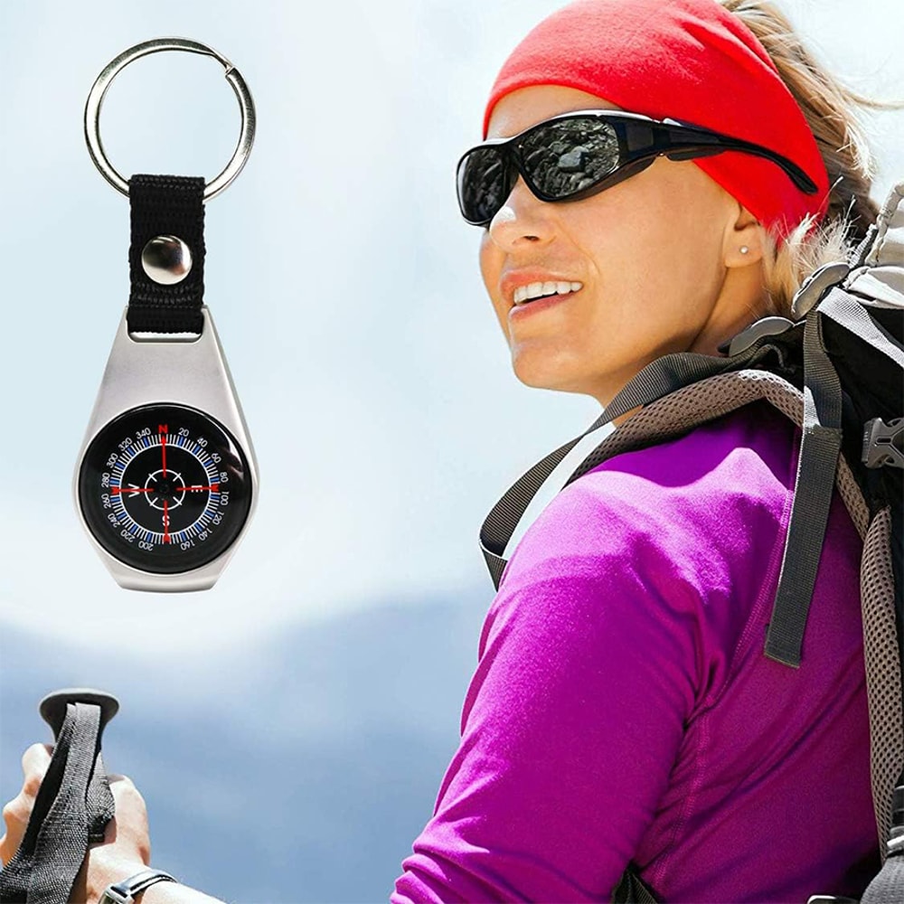 Military Grade Zinc Alloy Compass Waterproof Shockproof Keychain For Outdoor Navigation Hiking Ca 3