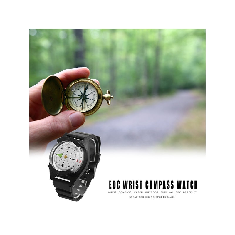 Tactical Wrist Compass Waterproof Silicone Strap Luminous Outdoor Compass for Hiking, Camping & Mountaineering