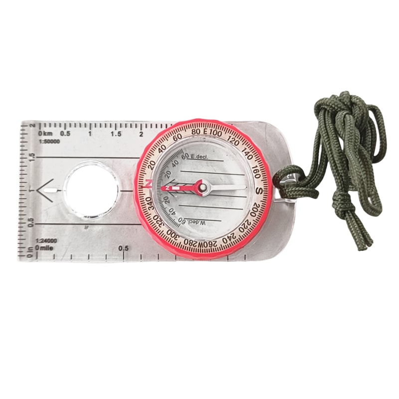 High-Accuracy Shockproof Compass with Magnifier for Hiking & Survival
