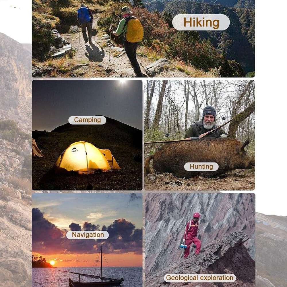 Multifunctional Camping Survival Compass with Adjustable Declination, Clinometer & LED Light Durable Outdoor Compass