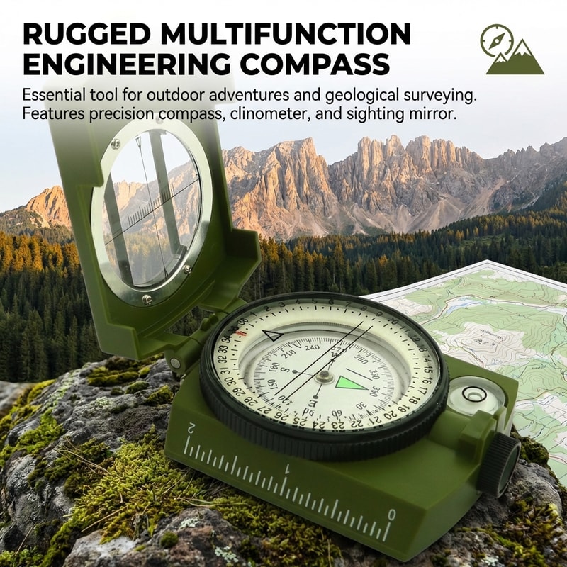 Tactical Survival Compass with Luminous Metal Sight Professional Outdoor Hiking & Climbing Tool