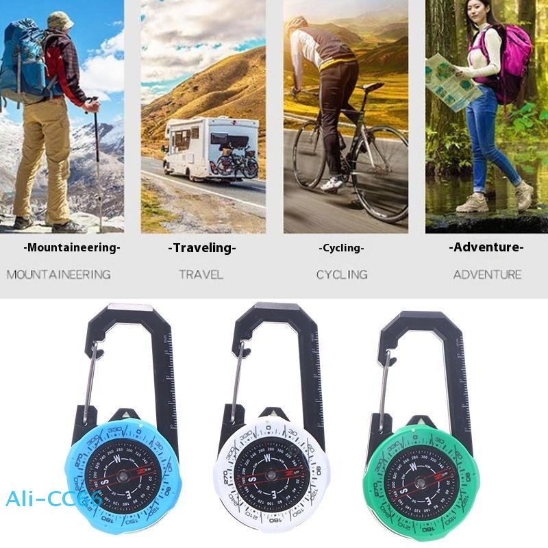 Compass Keychain Carabiner Portable Directional Guide for Hiking & Camping