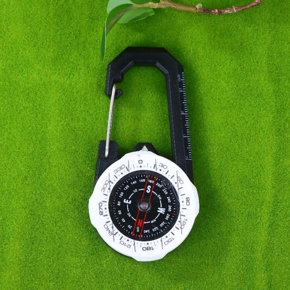 Compass Keychain Carabiner Portable Directional Guide for Hiking & Camping