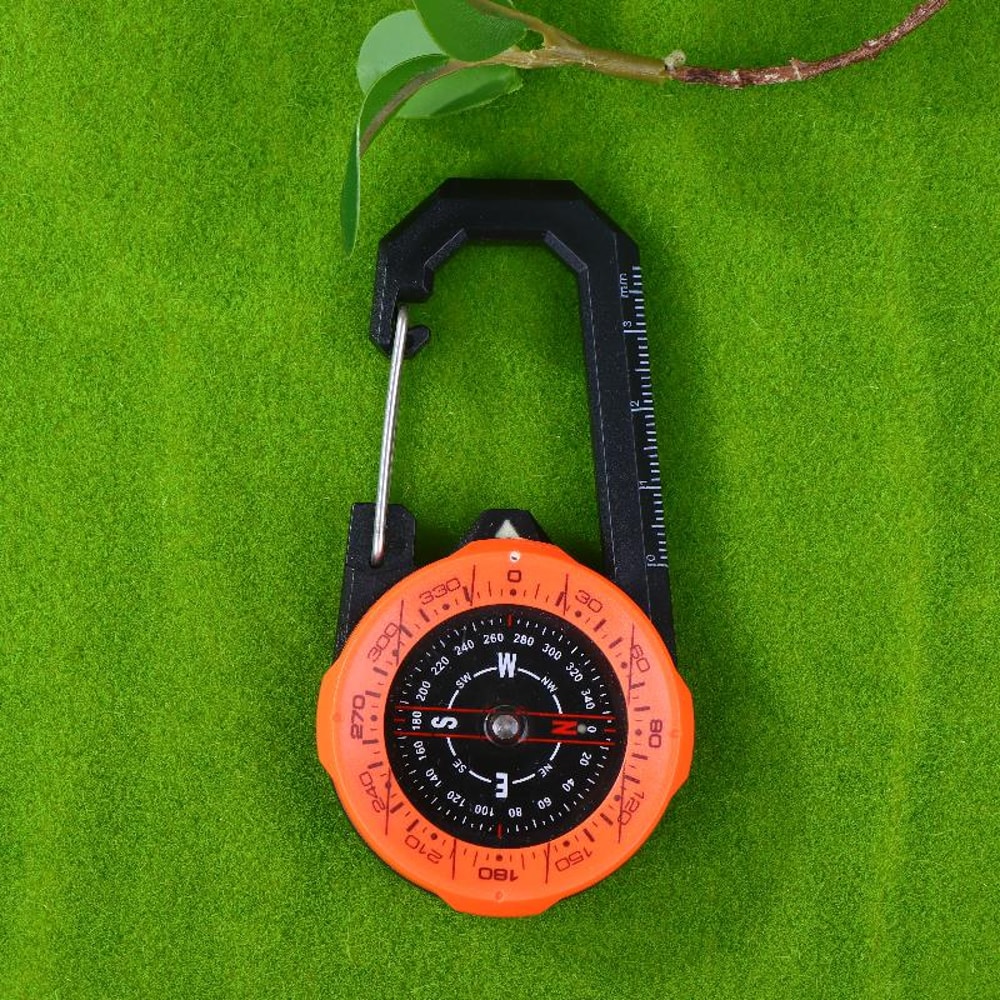 Compass Keychain Carabiner Portable Directional Guide for Hiking & Camping