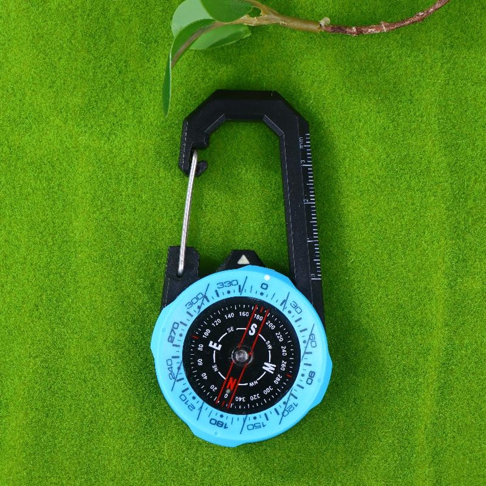 Compass Keychain Carabiner Portable Directional Guide for Hiking & Camping