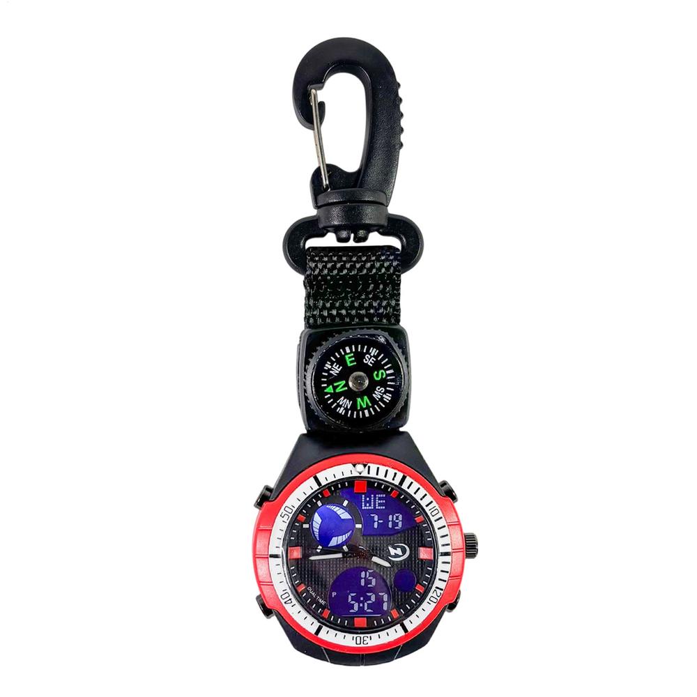Outdoor Hiking Watch with Compass & Carabiner Survival Sports Pocket Watch for Camping, Hiking, and Backpacking