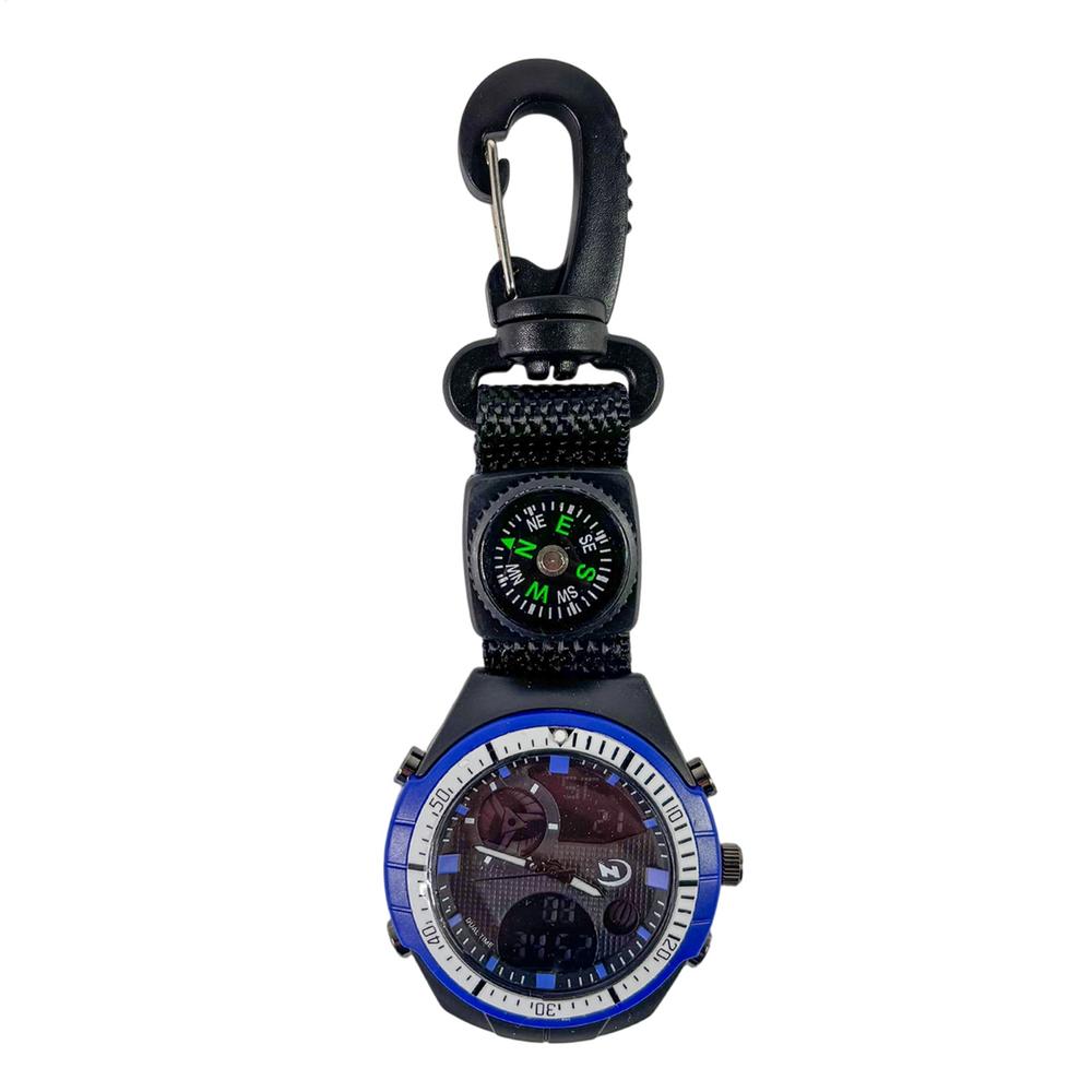 Outdoor Hiking Watch with Compass & Carabiner Survival Sports Pocket Watch for Camping, Hiking, and Backpacking