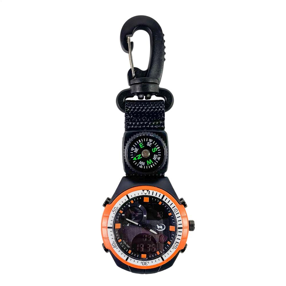 Outdoor Hiking Watch with Compass & Carabiner Survival Sports Pocket Watch for Camping, Hiking, and Backpacking