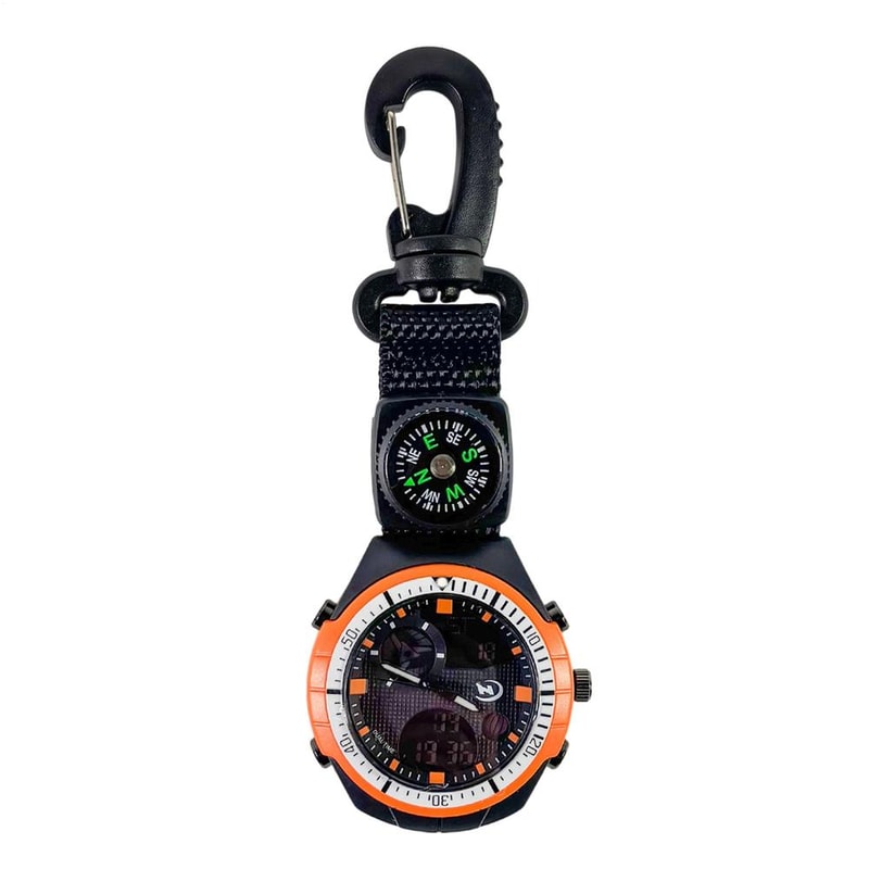 Outdoor Hiking Watch with Compass & Carabiner Survival Sports Pocket Watch for Camping, Hiking, and Backpacking