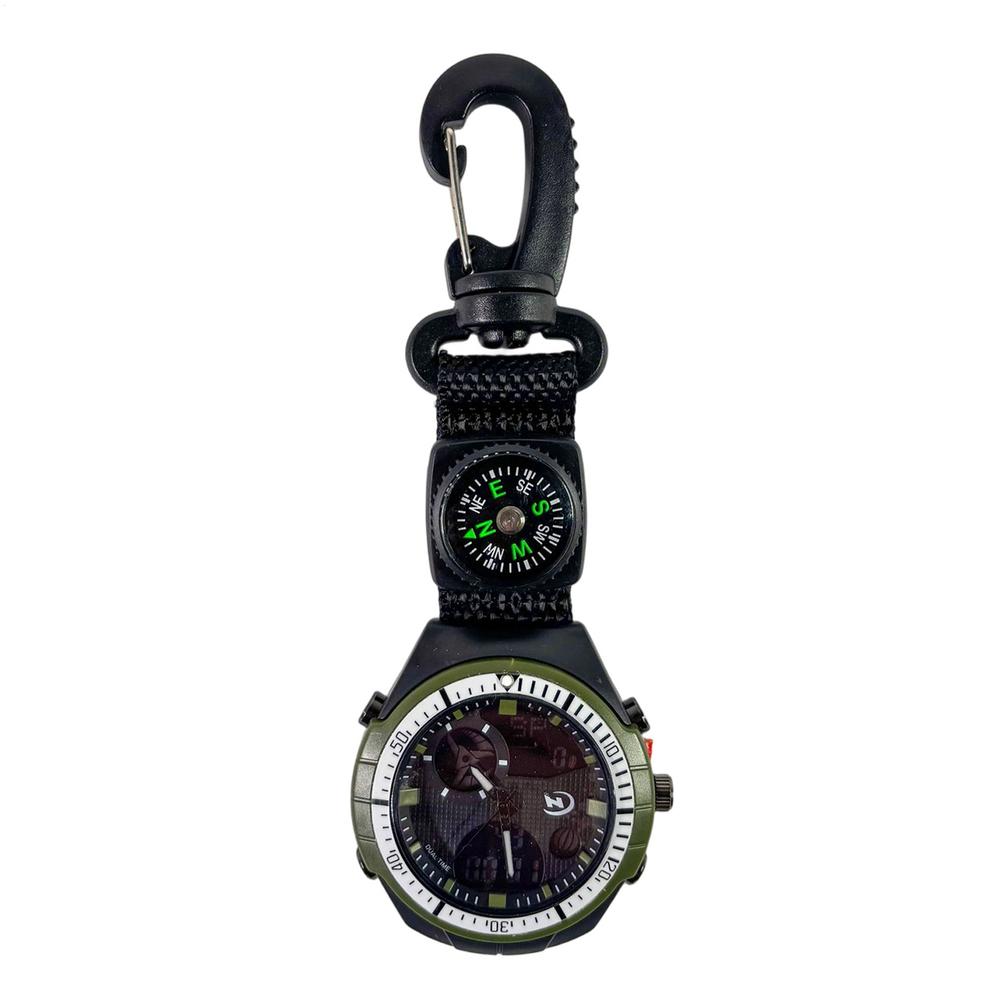 Outdoor Hiking Watch with Compass & Carabiner Survival Sports Pocket Watch for Camping, Hiking, and Backpacking