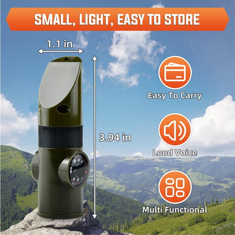 Survival Whistle With Compass LED Flashlight Thermometer Ultimate Outdoor Emergency Tool For Camp 2